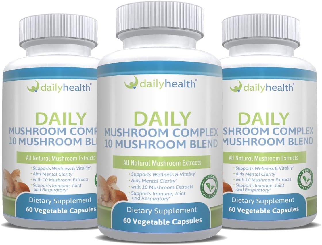 All Natural Vegan-Friendly 10 Mushroom Blend Complex Daily Health Extract - 180 Veg Capsules