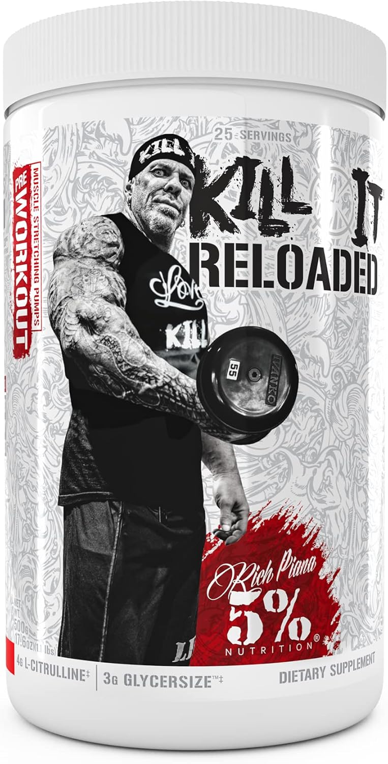 AllDayYouMay Caffeinated BCAA Powder & Reloaded Pre-Workout Bundle by 5% Nutrition - Southern Sweet Tea & Fruit Punch Flavors