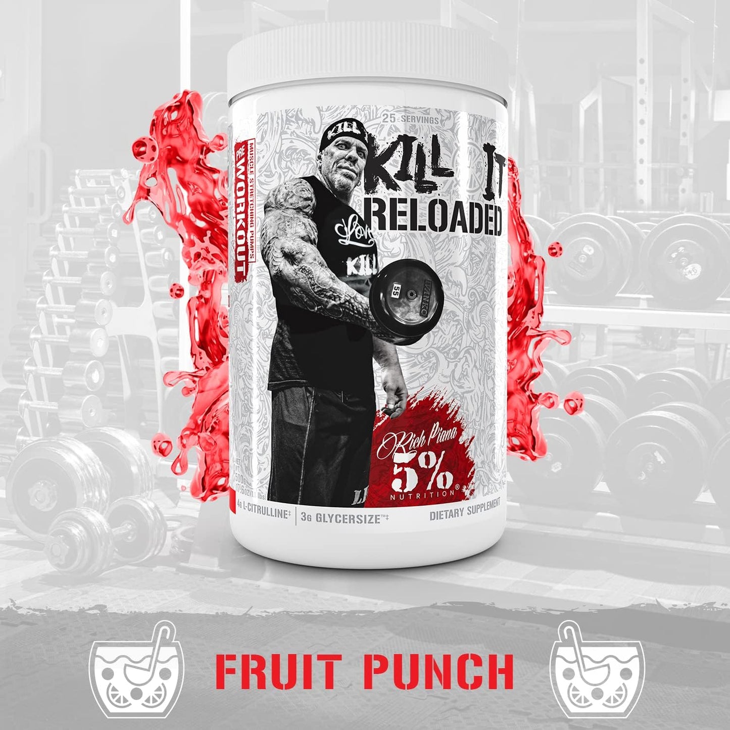 AllDayYouMay Caffeinated BCAA Powder & Reloaded Pre-Workout Bundle by 5% Nutrition - Southern Sweet Tea & Fruit Punch Flavors