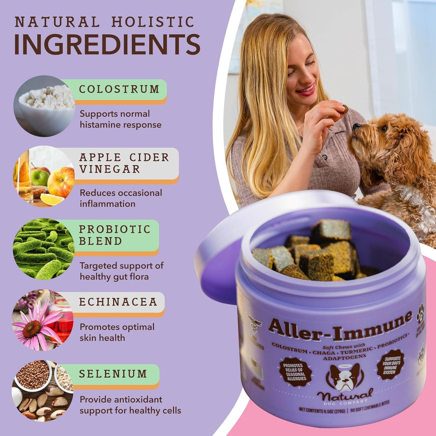 Aller-Immune and Skin Soother Bundle for Dogs: Natural Allergy and Itch Relief Combo, Seasonal Symptom Relief, Probiotic & Fish Oil