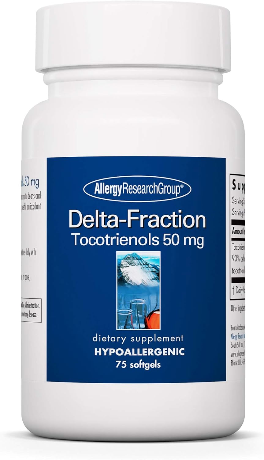 Allergy Research Group Delta-Fraction Tocotrienols Supplement - 50mg Vitamin E, Annatto, Gamma, Tocotrienols, Tocopherol-Free - 75 Softgels