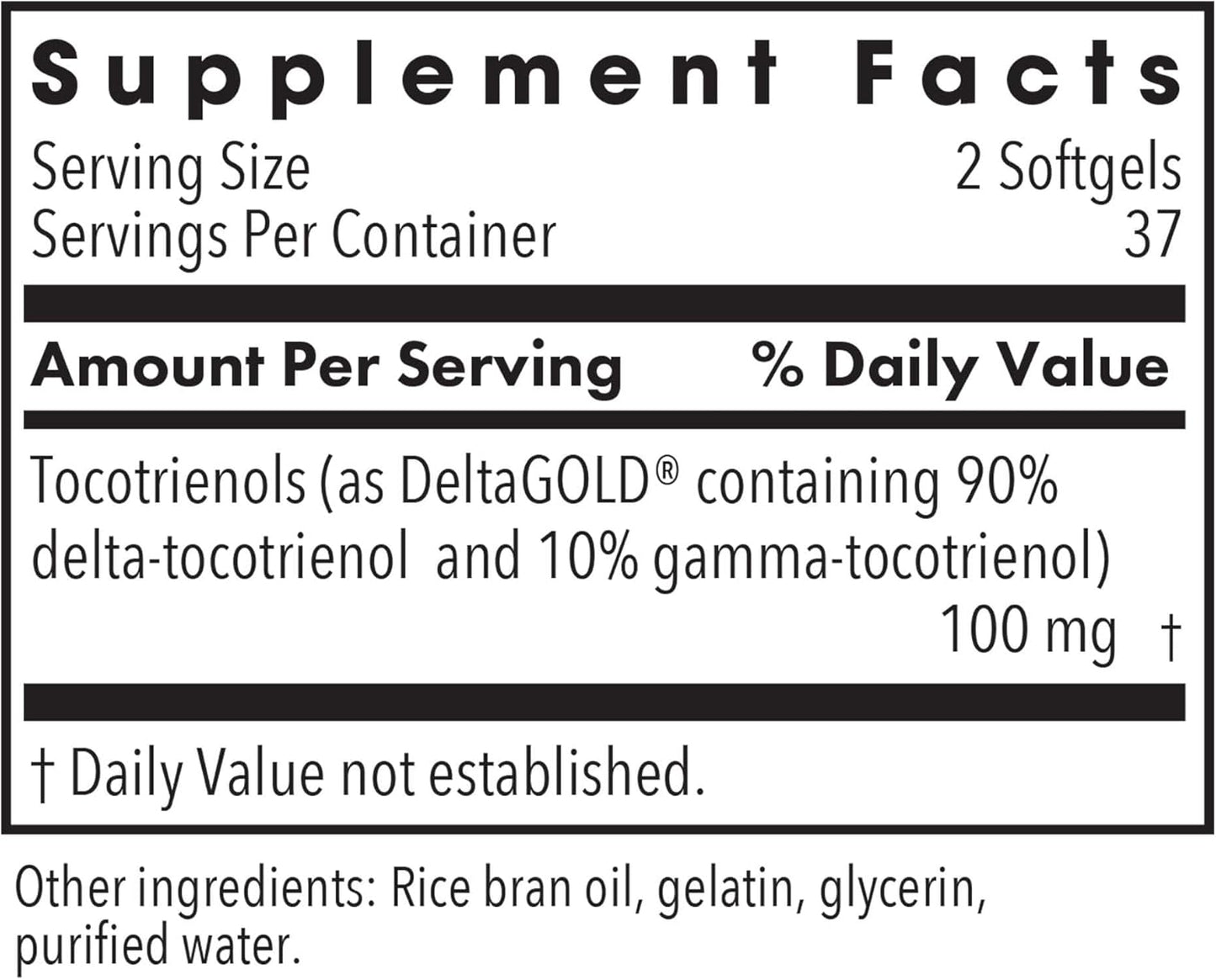 Allergy Research Group Delta-Fraction Tocotrienols Supplement - 50mg Vitamin E, Annatto, Gamma, Tocotrienols, Tocopherol-Free - 75 Softgels
