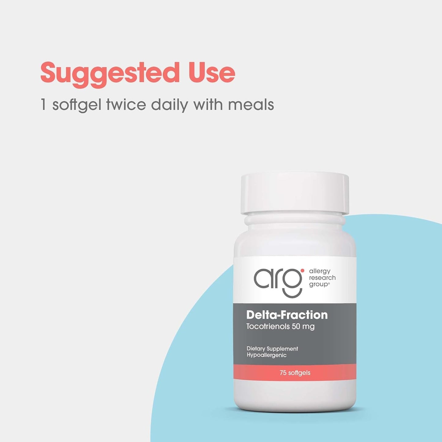 Allergy Research Group Delta-Fraction Tocotrienols Supplement - 50mg Vitamin E, Annatto, Gamma, Tocotrienols, Tocopherol-Free - 75 Softgels