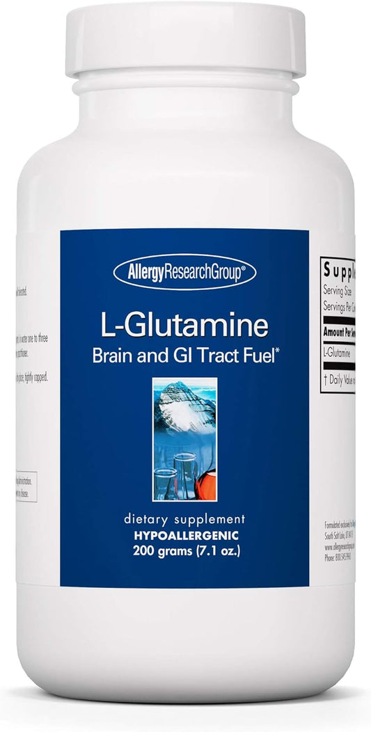 Allergy Research Group L-Glutamine Powder - Pure Free Form Amino Acid Supplement for Gut Health - 7.1 Ounce Bottle for Men & Women