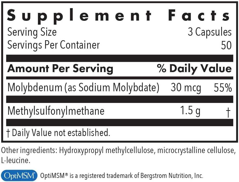 Allergy Research Group MSM 500mg Capsules for Joint Health - 150 Vegetarian Capsules