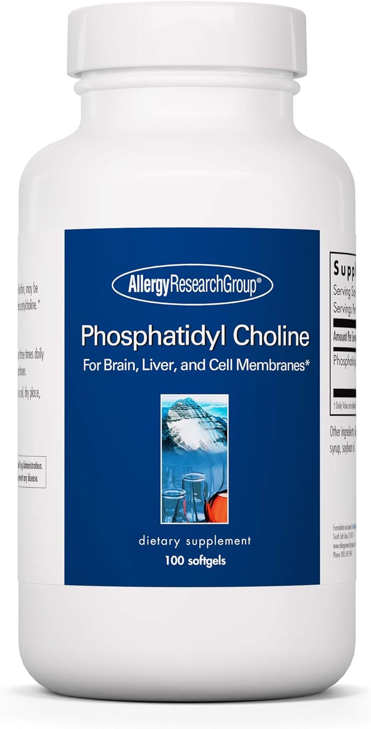 Allergy Research Group Phosphatidyl Choline Supplement - Lecithin Capsules for Liver Support - 1540mg Softgels - 100 Count
