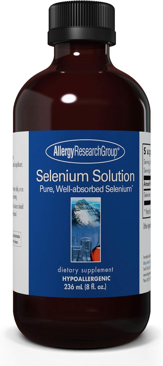Allergy Research Group Selenium Solution Liquid Supplement - 100 mcg, Hypoallergenic, Thyroid & Antioxidant Support - 8 Fl Oz