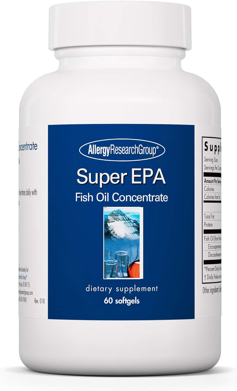 Allergy Research Group Super EPA Fish Oil Concentrate Capsules - Omega 3 Supplement with EPA and DHA - Sustainably-Sourced Anchovies - 60 Count