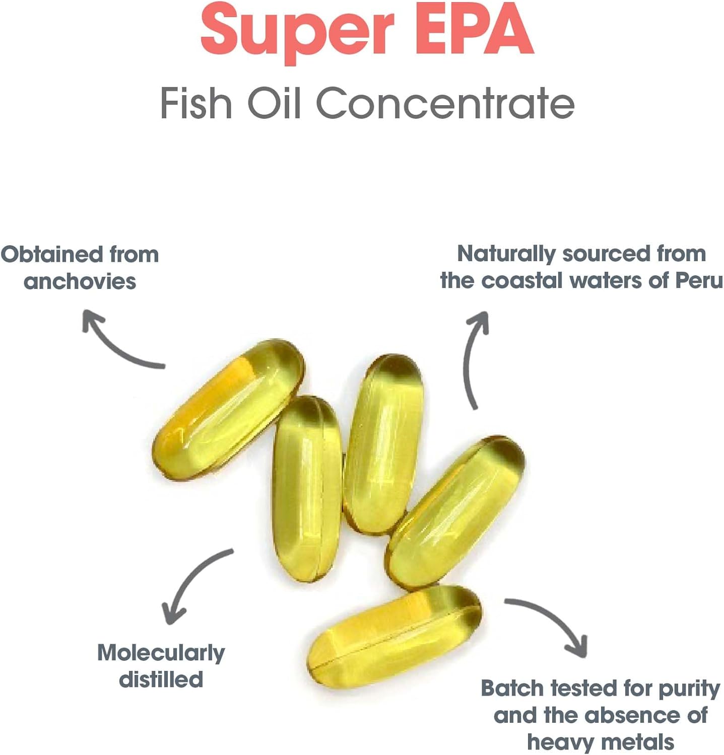 Allergy Research Group Super EPA Fish Oil Concentrate Capsules - Omega 3 Supplement with EPA and DHA - Sustainably-Sourced Anchovies - 60 Count
