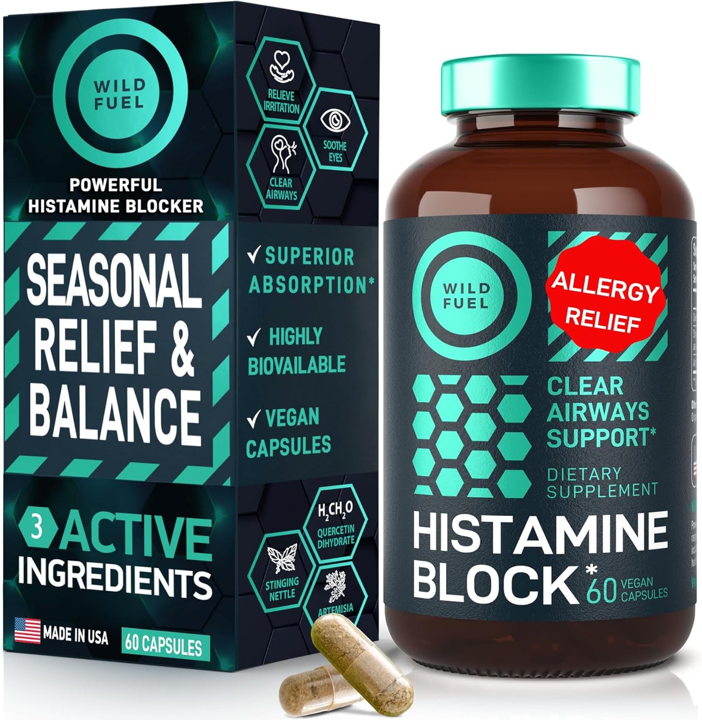 Allergy Support Bundle: Histamine Block Supplements, Vegan Probiotic, B12 for Digestive Health