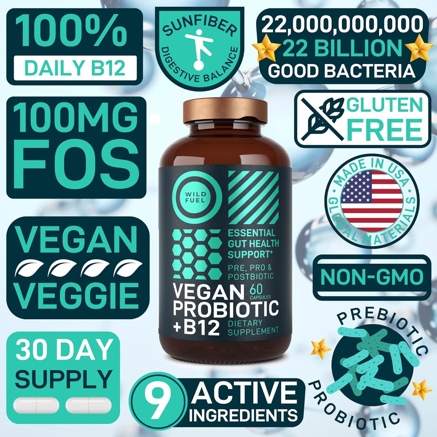 Allergy Support Bundle: Histamine Block Supplements, Vegan Probiotic, B12 for Digestive Health