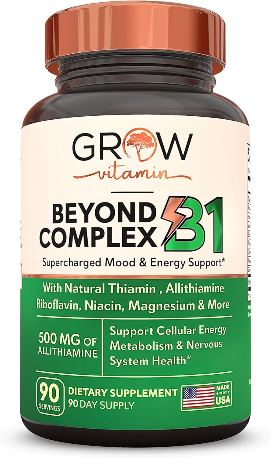 Allithiamine Natural Vitamin B1 Supplement - Essential B-Vitamins for Energy, Mood, & Nervous System - 90 Capsules