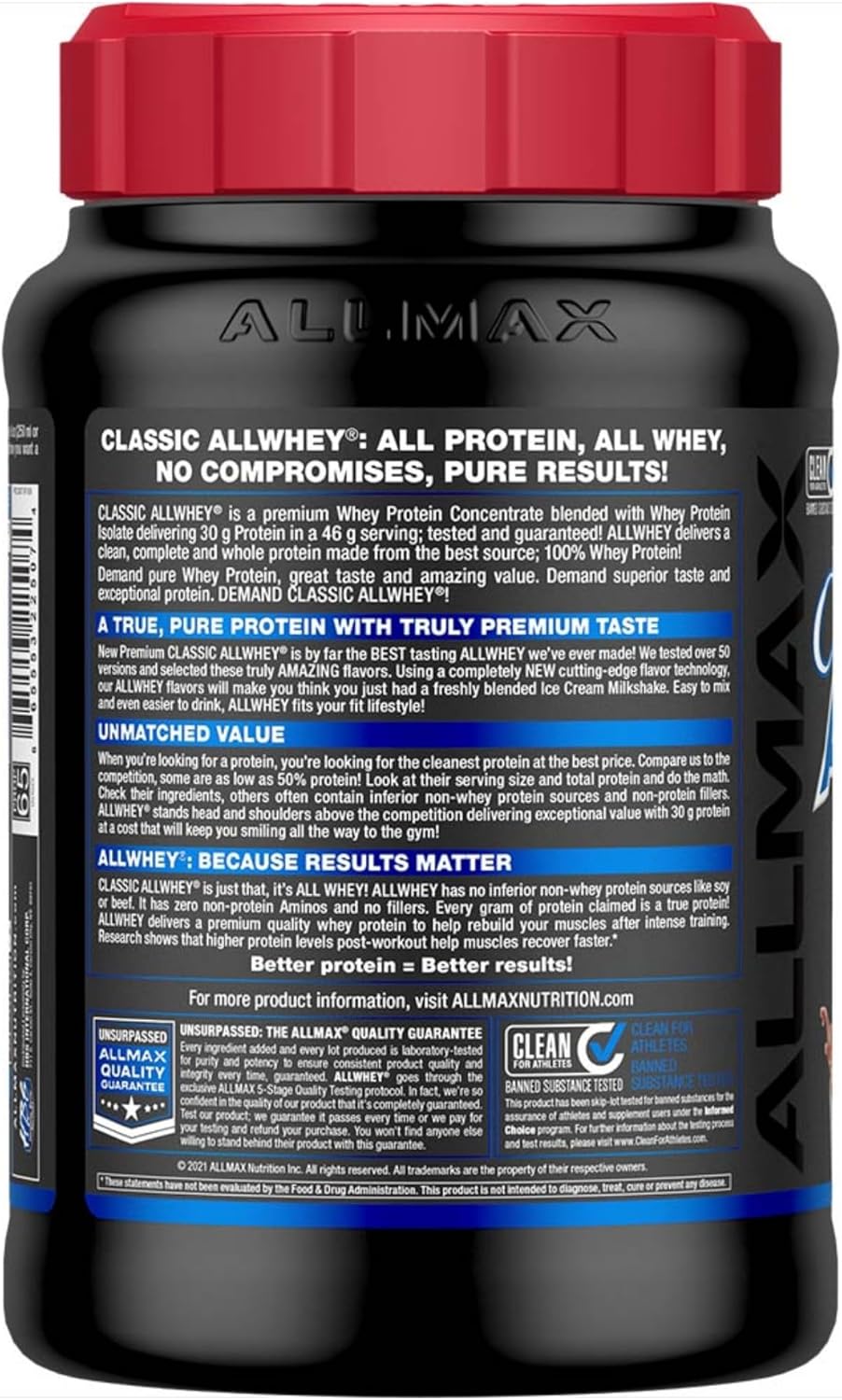 ALLMAX Nutrition AllWhey Classic 100% Whey Protein Chocolate - 2 lbs (907 g) - Premium Quality Supplement