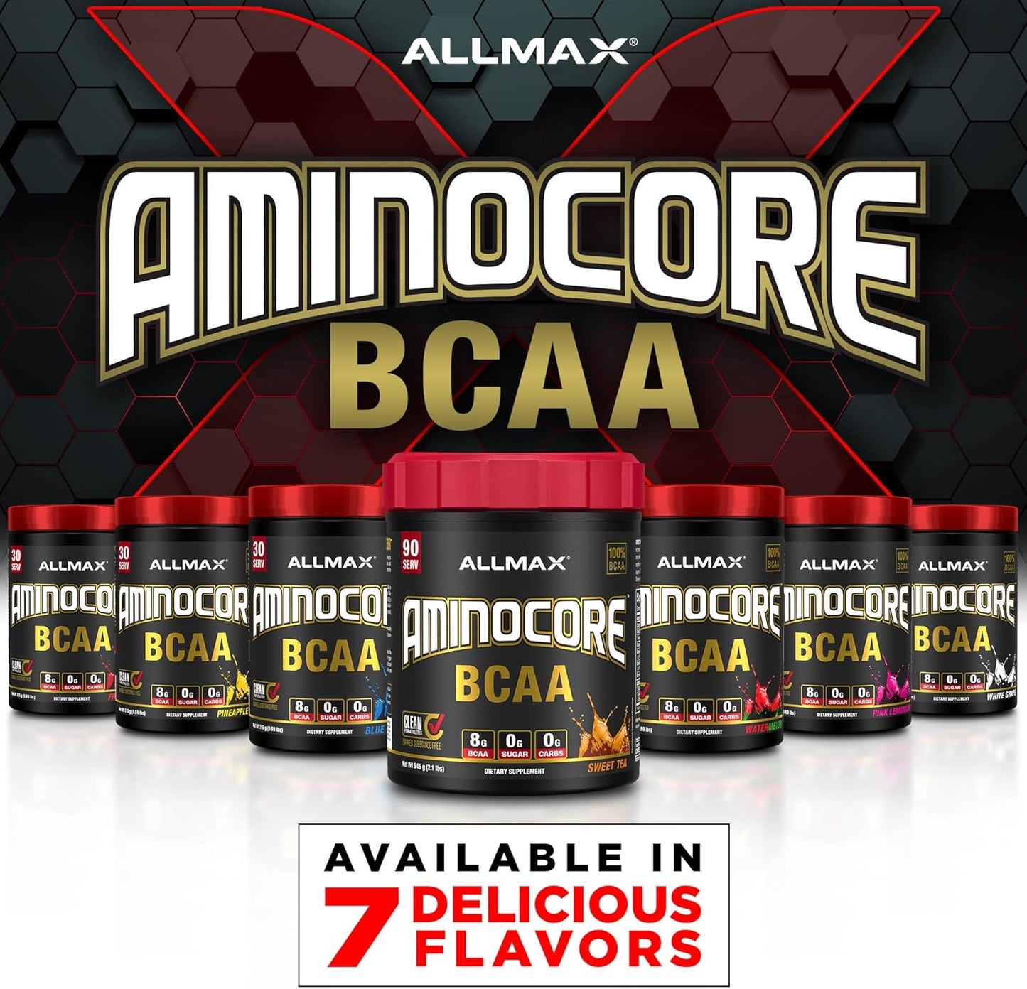 ALLMAX Nutrition AMINOCORE BCAA Powder - White Grape Flavor, 315g - Gluten Free Intra & Post Workout Recovery Drink with 8.18g Amino Acids