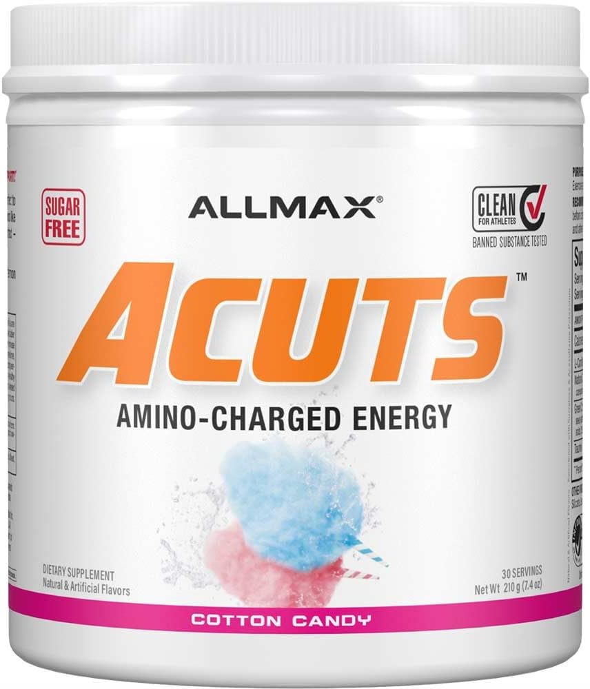 ALLMAX Nutrition AMINOCUTS (ACUTS) Energy Drink - Taurine, L-Carnitine, Green Coffee, Cotton Candy - 30 Servings