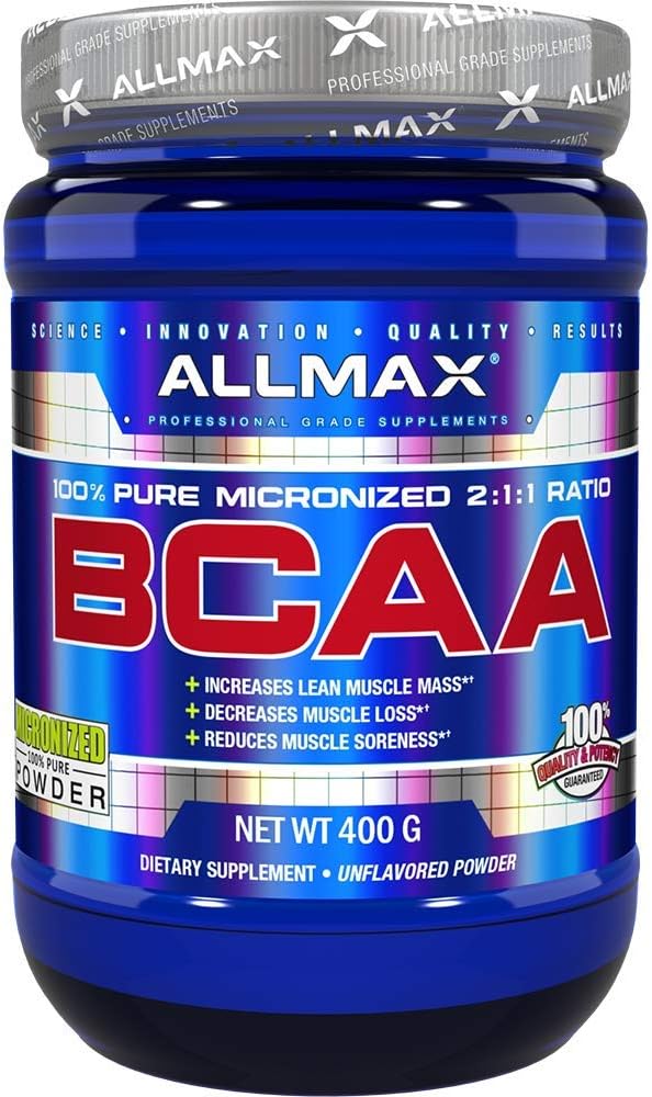 ALLMAX Nutrition BCAA 2:1:1 Powder, Unflavored Amino Acid Supplement for Muscle Recovery - 400g Pack
