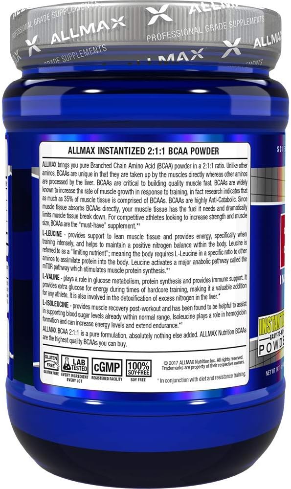 ALLMAX Nutrition BCAA 2:1:1 Powder, Unflavored Amino Acid Supplement for Muscle Recovery - 400g Pack