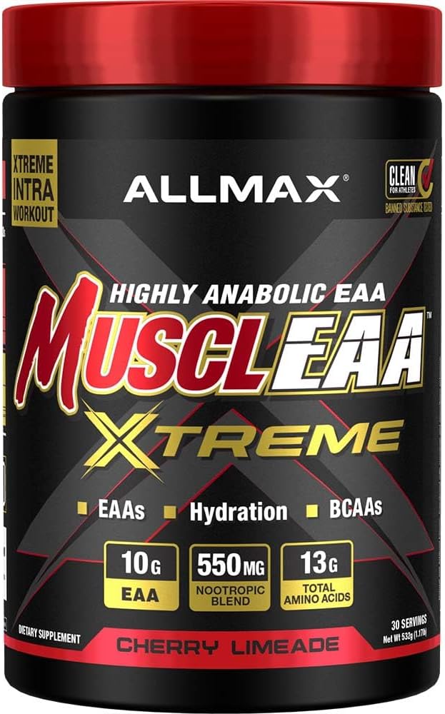 ALLMAX Nutrition Cherry Limeade MUSCLEAA Xtreme Powder - 532g - EAAs, BCAAs, Hydration - 30 Servings