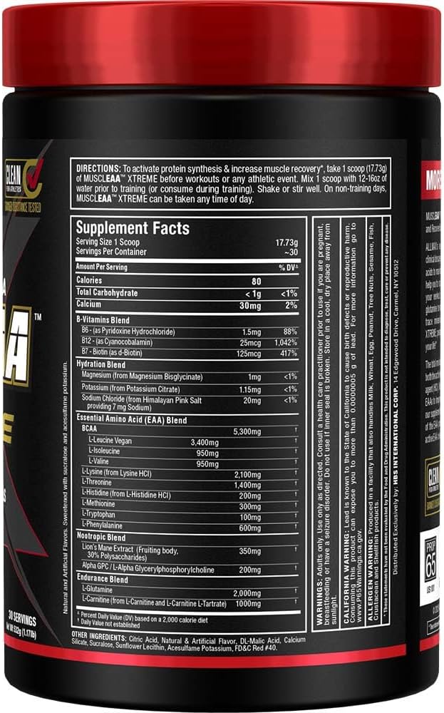 ALLMAX Nutrition Cherry Limeade MUSCLEAA Xtreme Powder - 532g - EAAs, BCAAs, Hydration - 30 Servings