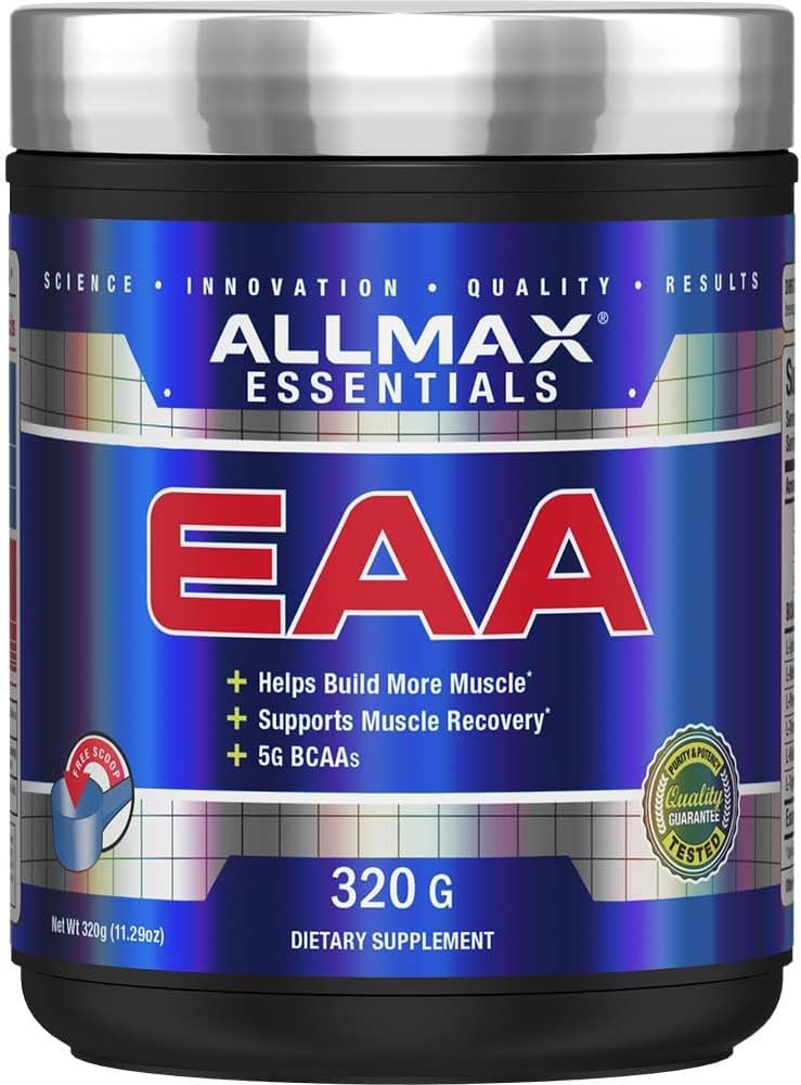 ALLMAX Nutrition Essentials EAA Powder - Unflavored, 320g - Build Muscle, Recovery Support - 5g BCAAs, Vegan, Gluten Free - 30 Servings