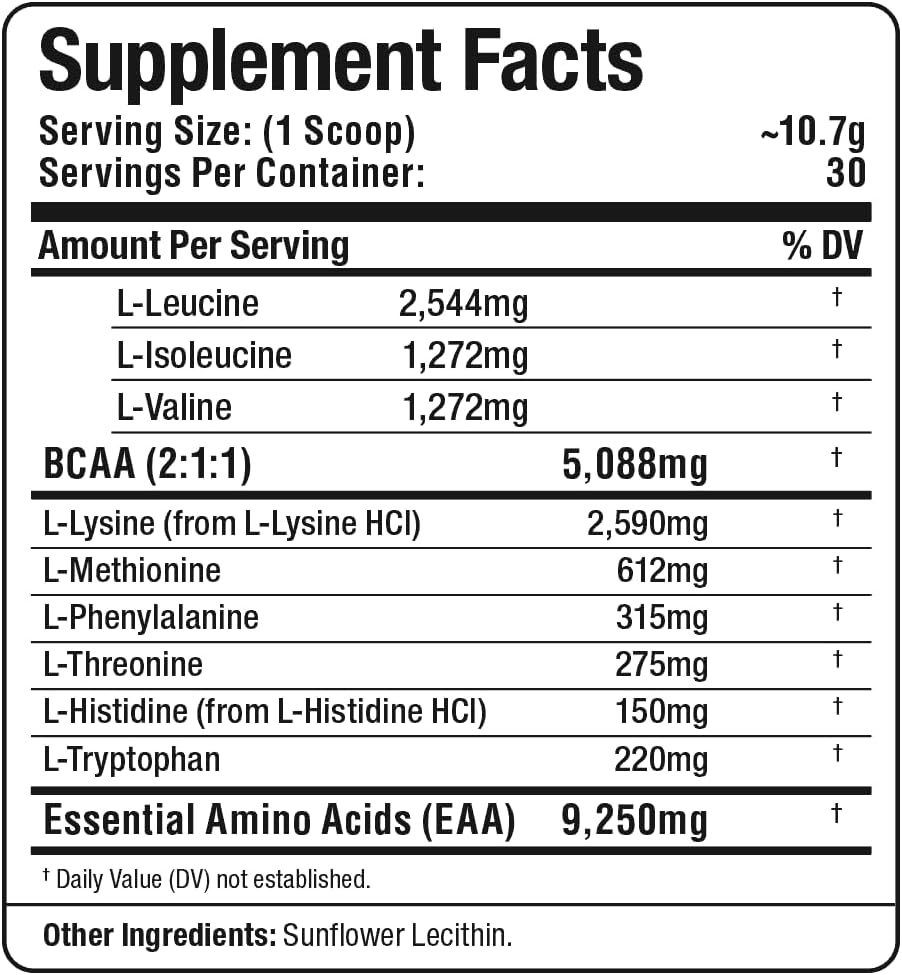 ALLMAX Nutrition Essentials EAA Powder - Unflavored, 320g - Build Muscle, Recovery Support - 5g BCAAs, Vegan, Gluten Free - 30 Servings
