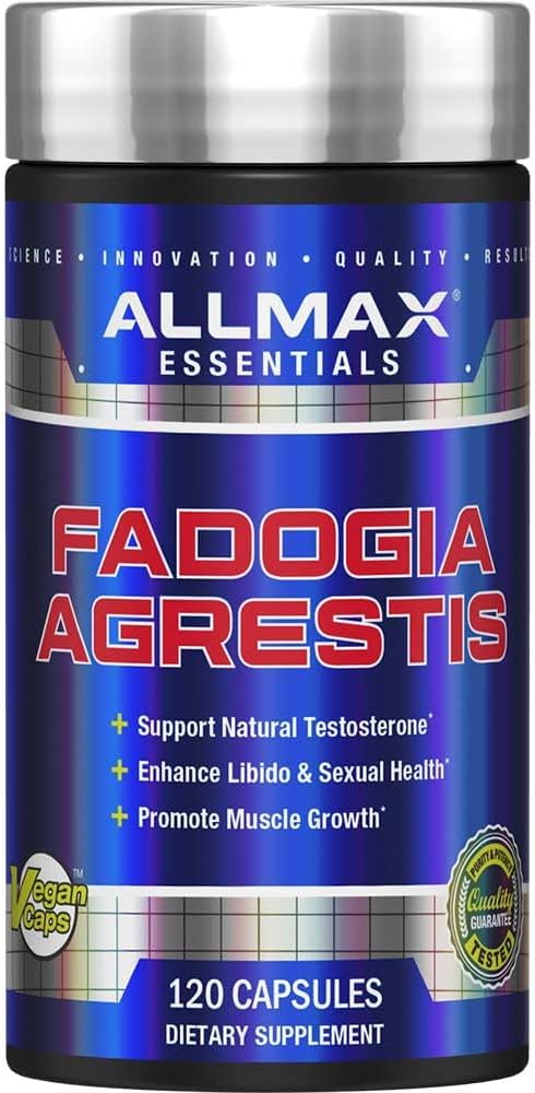 ALLMAX Nutrition Fadogia Agrestis Supplement - 120 Capsules - Boosts Testosterone, Libido, Muscle Growth - Men’s Health - 120 Servings