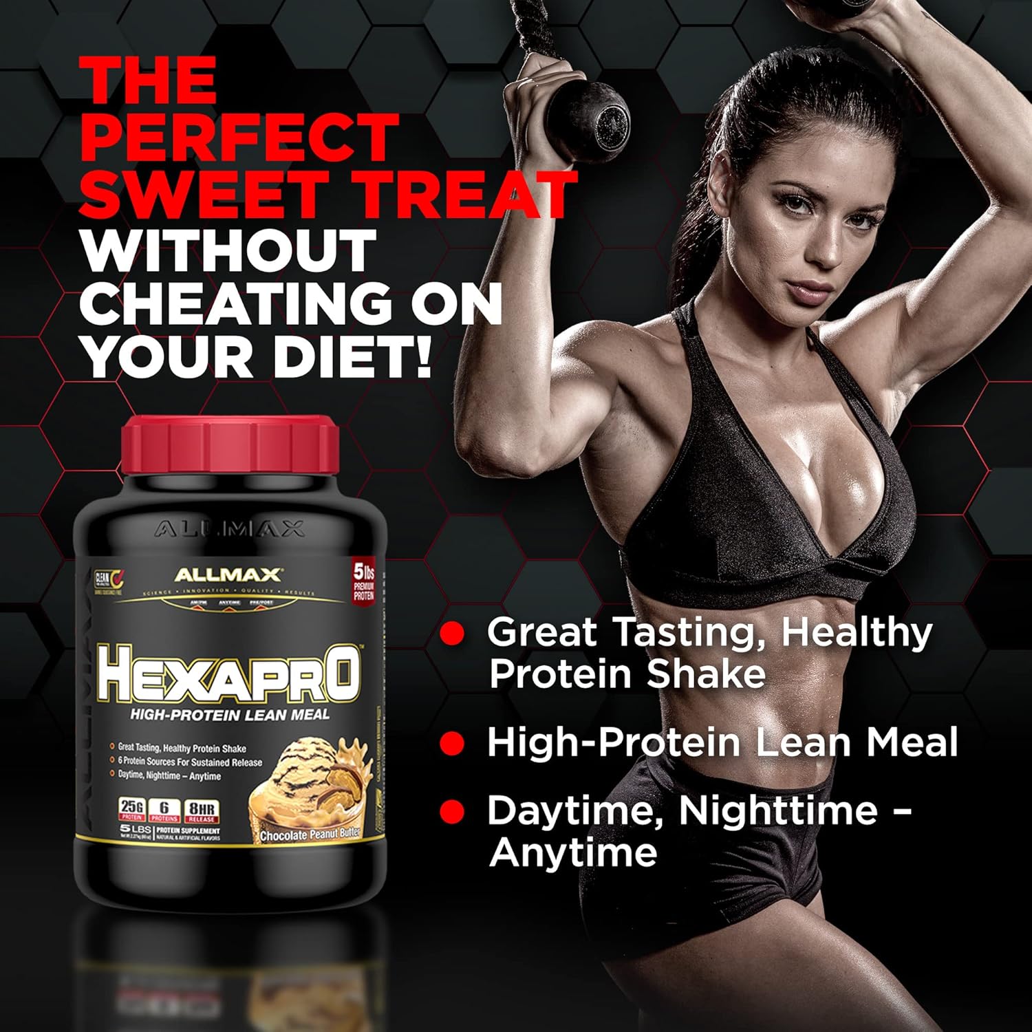 ALLMAX Nutrition HEXAPRO French Vanilla Protein Powder - 2 lb Tub - 25g Protein Per Serving - 8-Hour Sustained Release Formula - Zero Sugar - 21 Servings