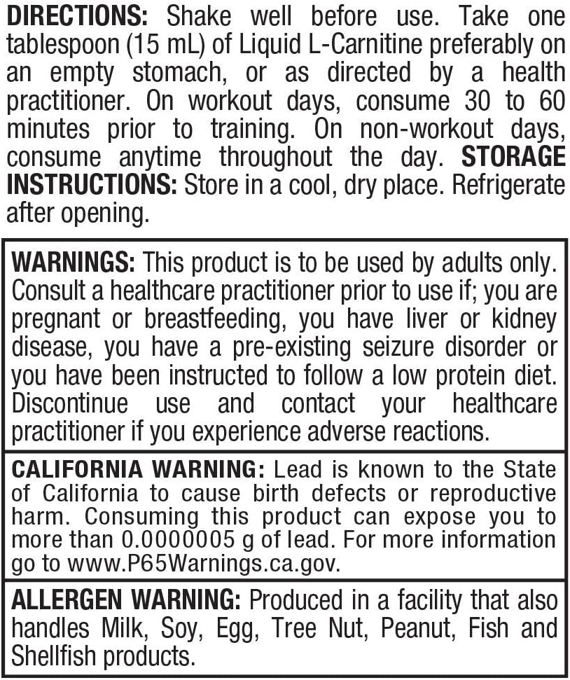 ALLMAX Nutrition Liquid L-Carnitine 1500 with Vitamin B5, Blue Raspberry Flavor, 16 oz - Boost Energy and Metabolism
