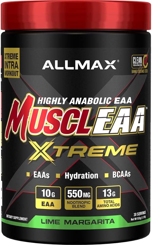ALLMAX Nutrition MUSCLEAA Xtreme Lime Margarita Powder - 532g - EAAs, BCAAs & Hydration - 30 Servings