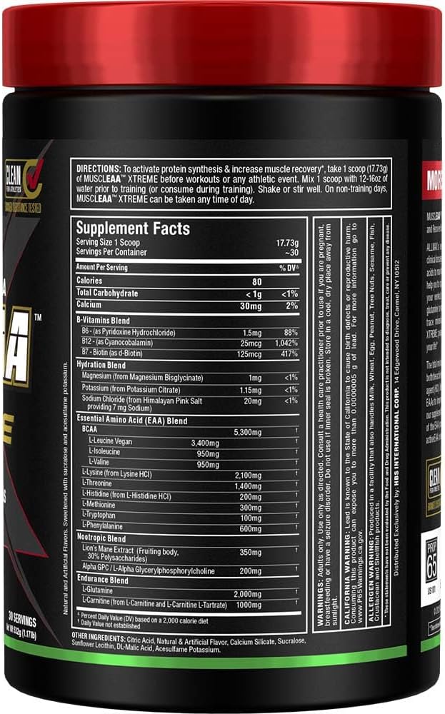 ALLMAX Nutrition MUSCLEAA Xtreme Lime Margarita Powder - 532g - EAAs, BCAAs & Hydration - 30 Servings