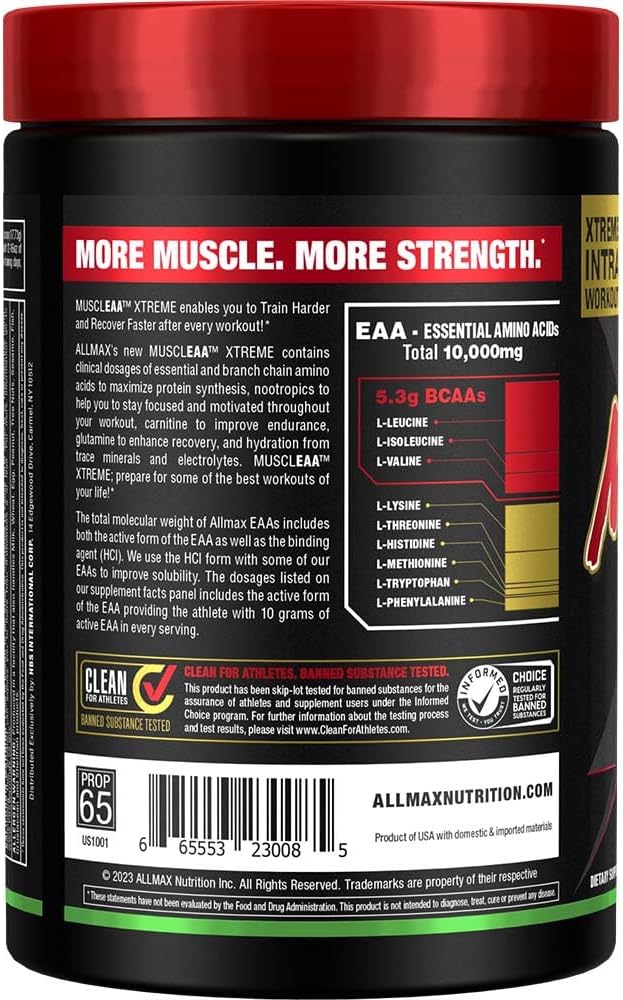 ALLMAX Nutrition MUSCLEAA Xtreme Lime Margarita Powder - 532g - EAAs, BCAAs & Hydration - 30 Servings