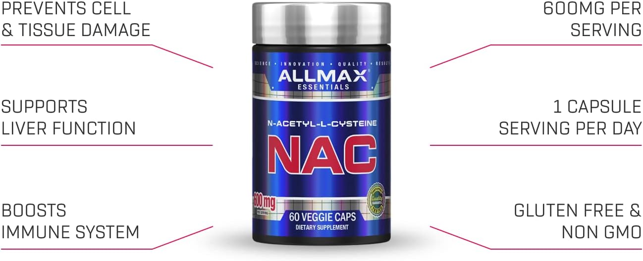 ALLMAX Nutrition NAC Veggie Capsules - 60 Servings - Immune Support & Antioxidant Defense