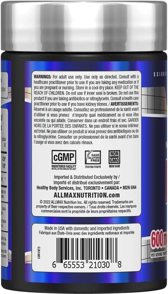 ALLMAX Nutrition NAC Veggie Capsules - 60 Servings - Immune Support & Antioxidant Defense