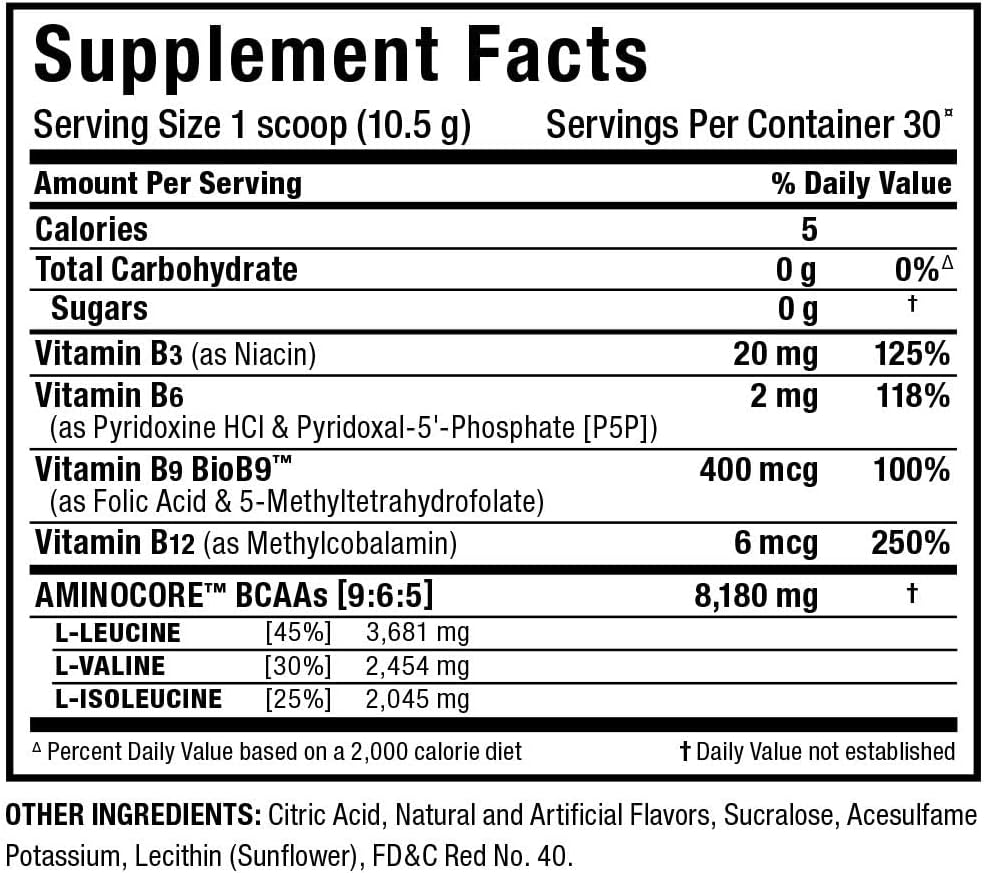 ALLMAX Nutrition Pink Lemonade Aminocore BCAA Powder - 8g BCAAs - Gluten Free - 100% Pure Branch Chained Amino Acids - 315g
