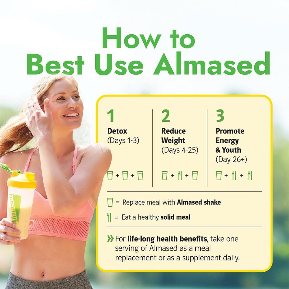 Almased Protein Powder Kit for Weight Loss - Meal Replacement Shake with 24g Protein Per Serving (Almond Vanilla, 3 Cans + Scoop)