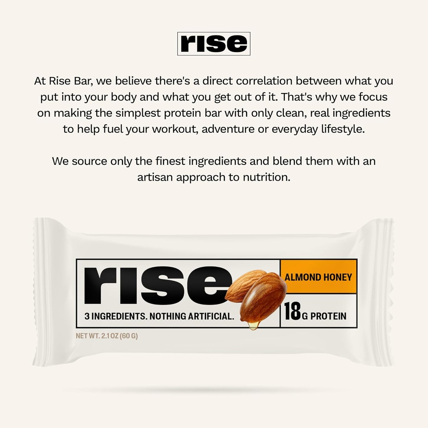 Almond Honey Rise Breakfast Whey Protein Bars - 18g Protein, 2.01 oz (12 Pack)