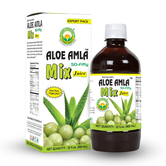 Aloe Vera and Gooseberry 50-50 Juice Blend | Vitamin C Rich Herbal Wellness Drink | No Sugar Added | 32.46 Fl Oz