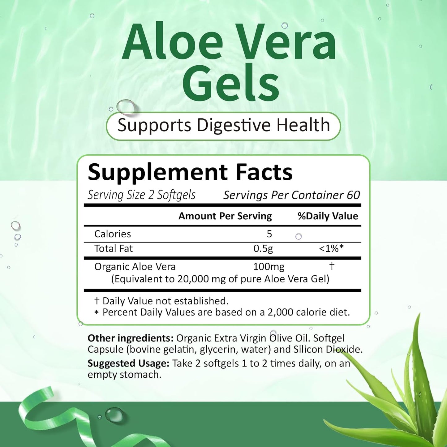 Aloe Vera Gel Softgel Capsules for Gut Health Support - 120 Count Supplement for Digestive Comfort and Stomach Acid Buffer