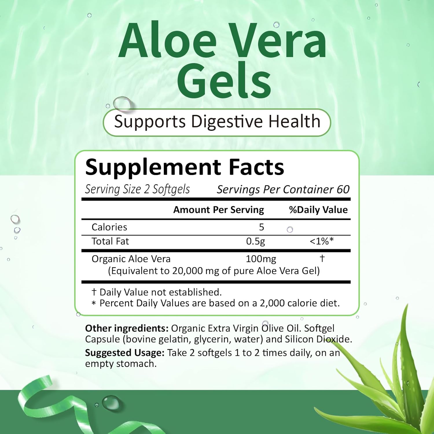 Aloe Vera Gel Softgel Capsules for Gut Health Support - 120 Count Supplement for Digestive Comfort and Stomach Acid Buffer