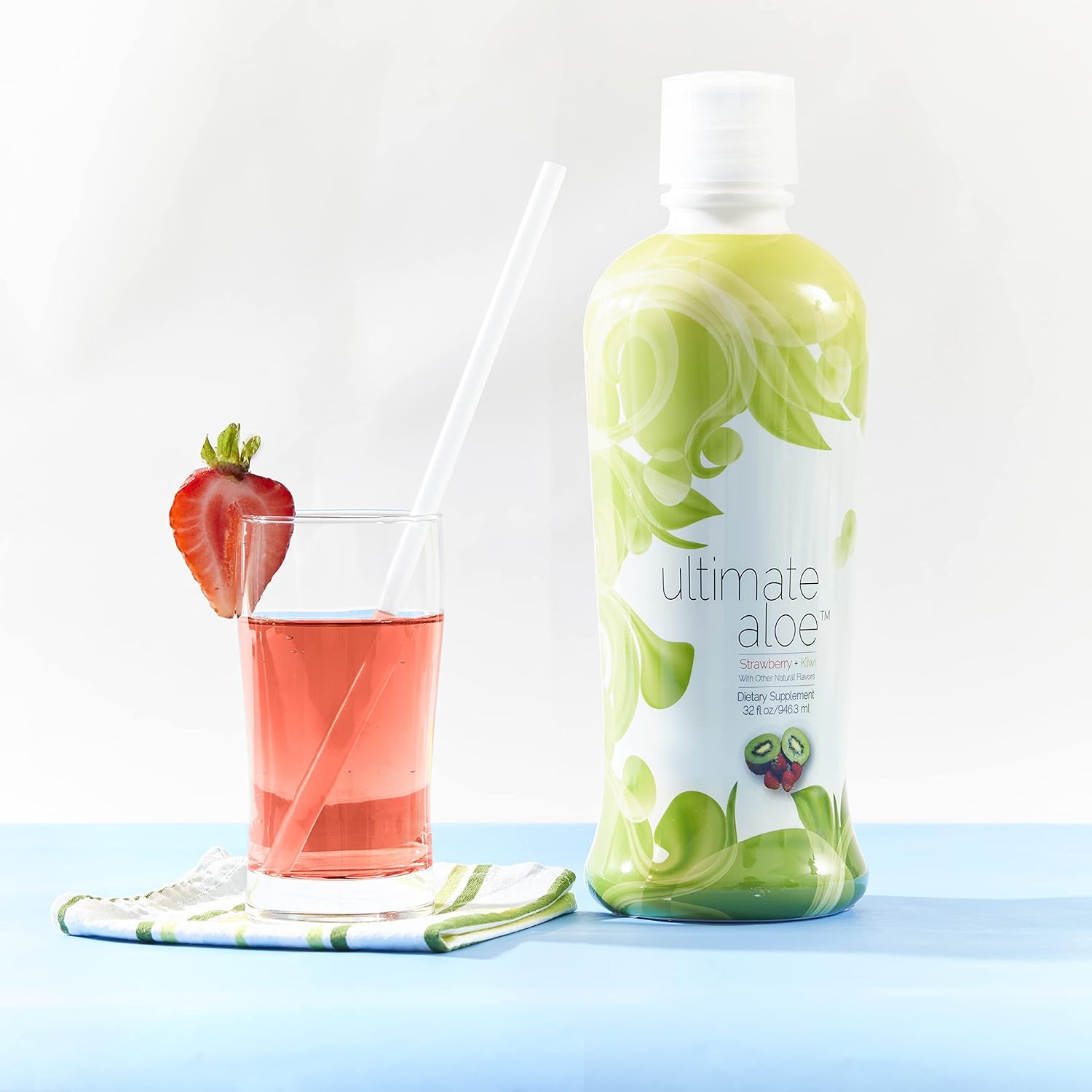 Aloe Vera Juice for Gut Health, Digestive Comfort, and Immune Support - Strawberry & Kiwi Flavor - 16 Servings