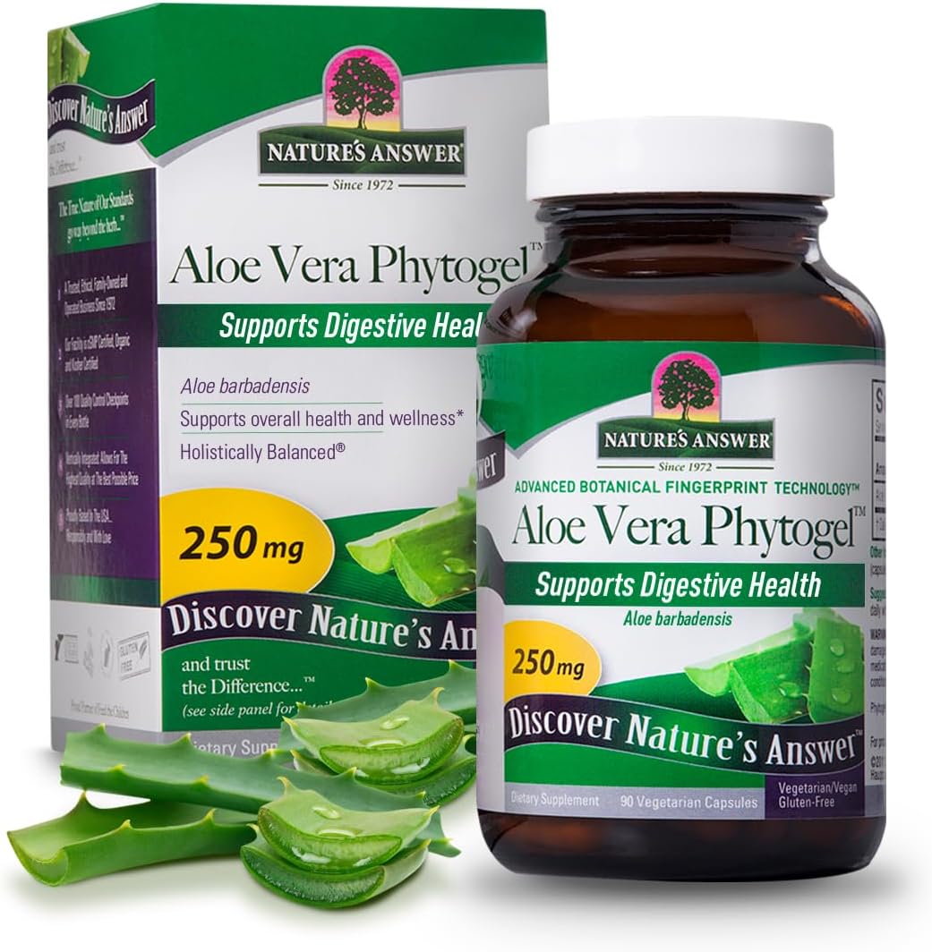 Aloe Vera Phytogel Capsules for Digestive Health | Vegan and Non-GMO | 90 Veggie Caps