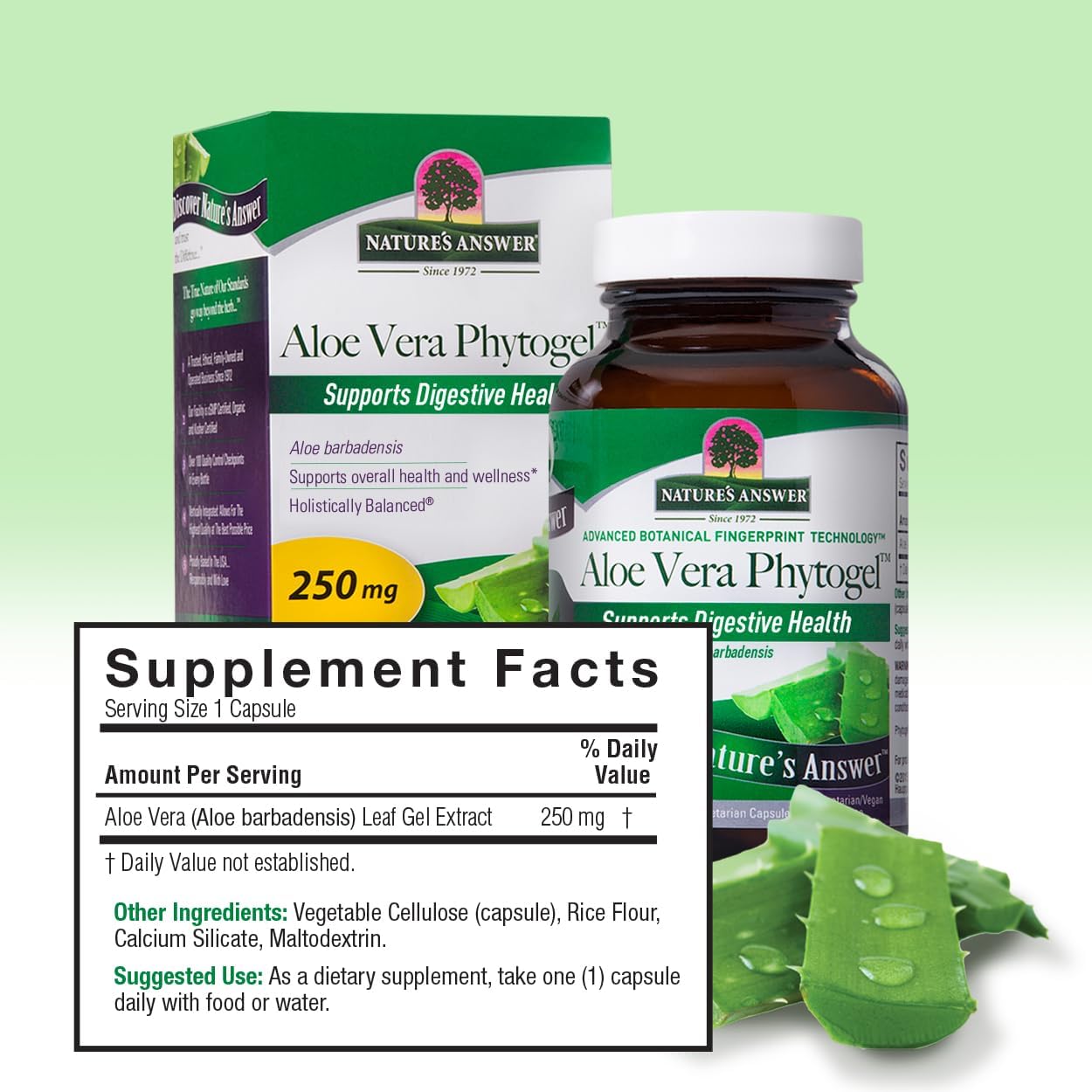 Aloe Vera Phytogel Capsules for Digestive Health | Vegan and Non-GMO | 90 Veggie Caps