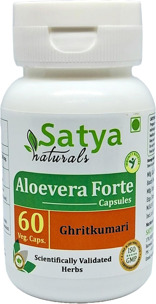 Aloevera Forte Capsules 500mg - 60 Veg Capsules | Men & Women | Ayurvedic Herbal Supplement | 1 Month Supply