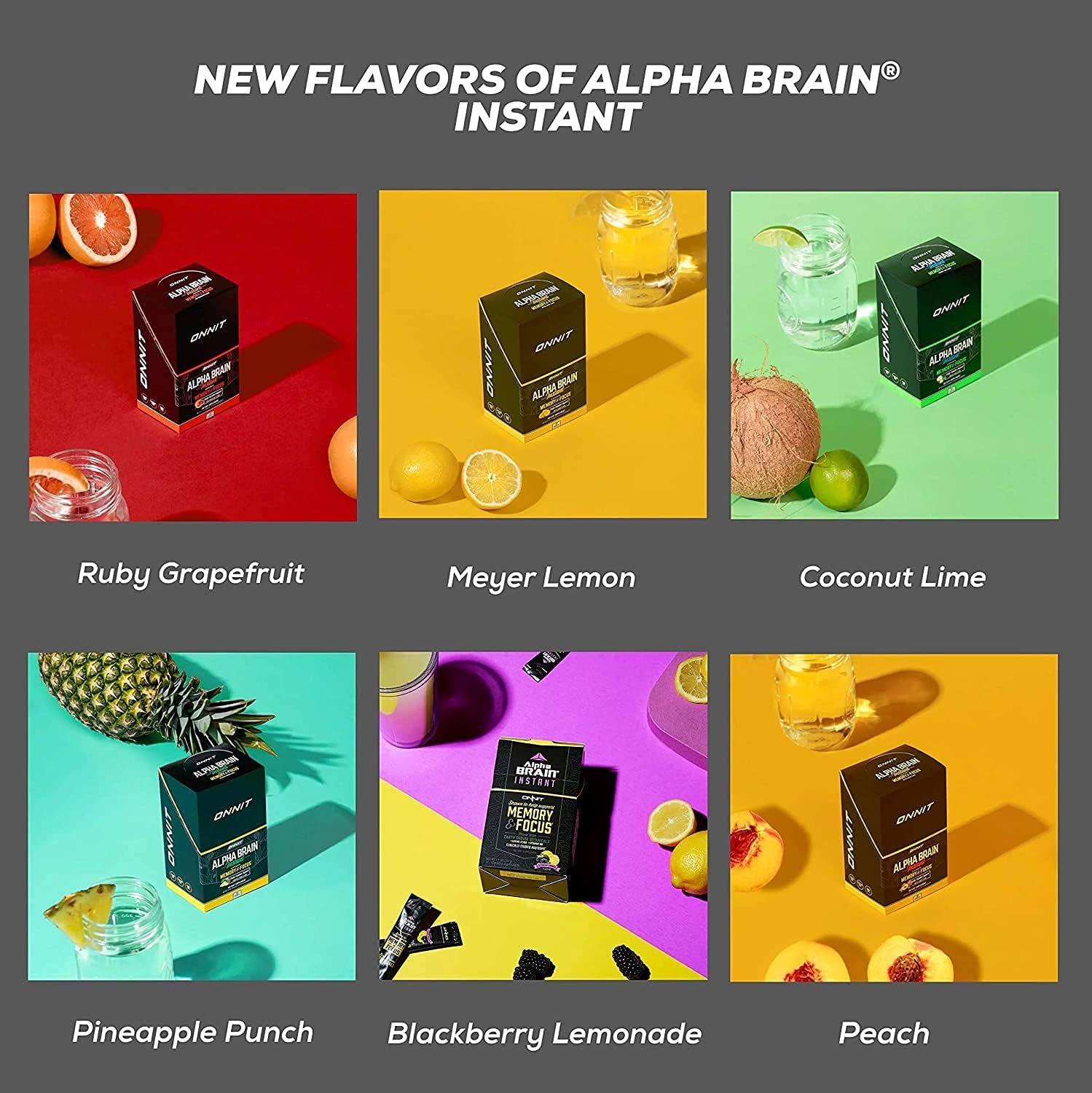 Alpha Brain Instant - Coconut Lime Nootropic Supplement for Memory, Focus, Energy & Clarity - Alpha GPC, Cats Claw, L-Theanine, Bacopa - 30ct