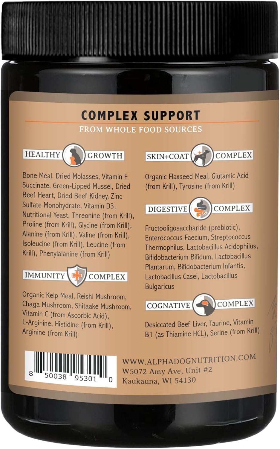 Alpha Dog Nutrition OptiPup Puppy Multivitamin with 31 Superfoods for Digestive, Skin, and Immune Health - 60 Servings