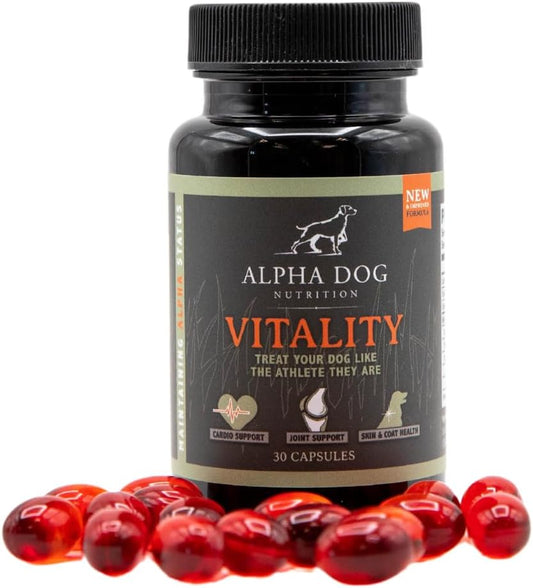 Alpha Dog Nutrition's Vitality Krill Oil for Dogs: Reduces Allergies, Itchiness, & Shedding - Supports Healthy Skin & Coat