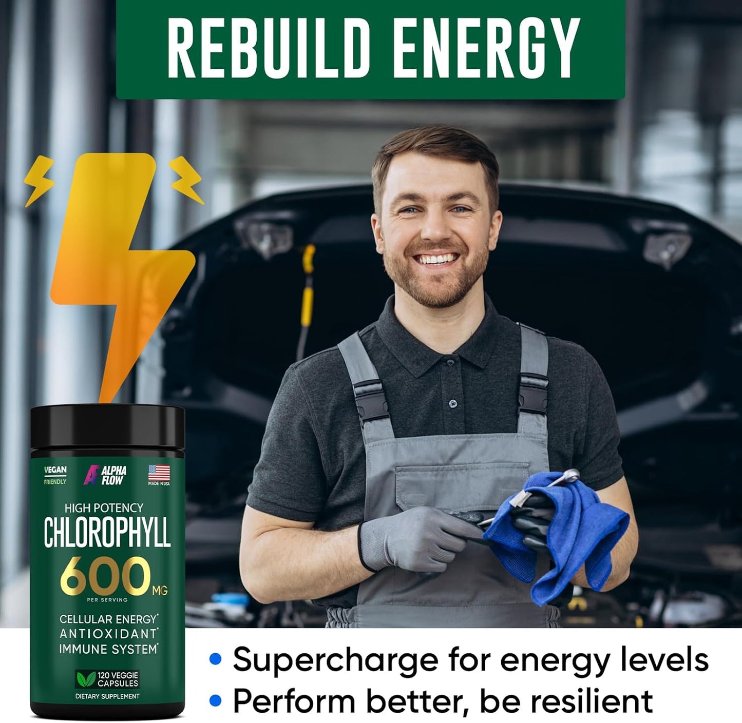 Alpha Flow Liposomal Glutathione and Chlorophyll Bundle - High-Strength Antioxidant and Immune Support for Energy and Wellness