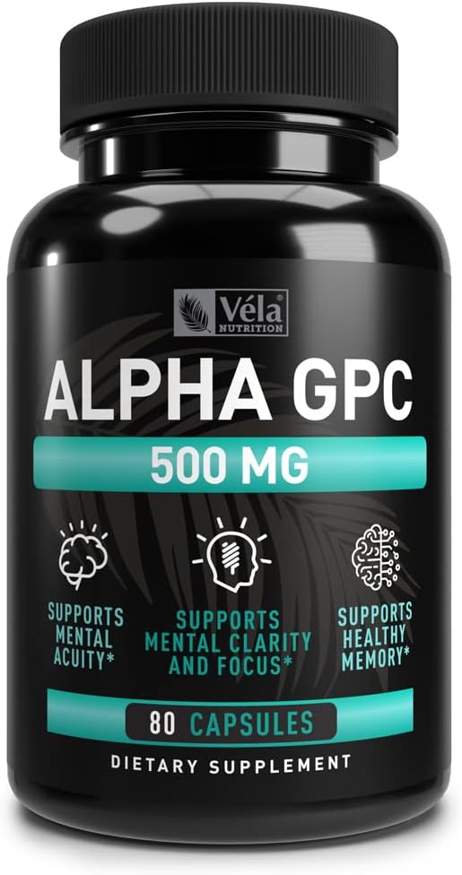 Alpha GPC 500mg Capsules | 80 Count | Supports Cognitive Function & Memory | Optimal Bioavailability | Non-GMO, Third-Party Tested