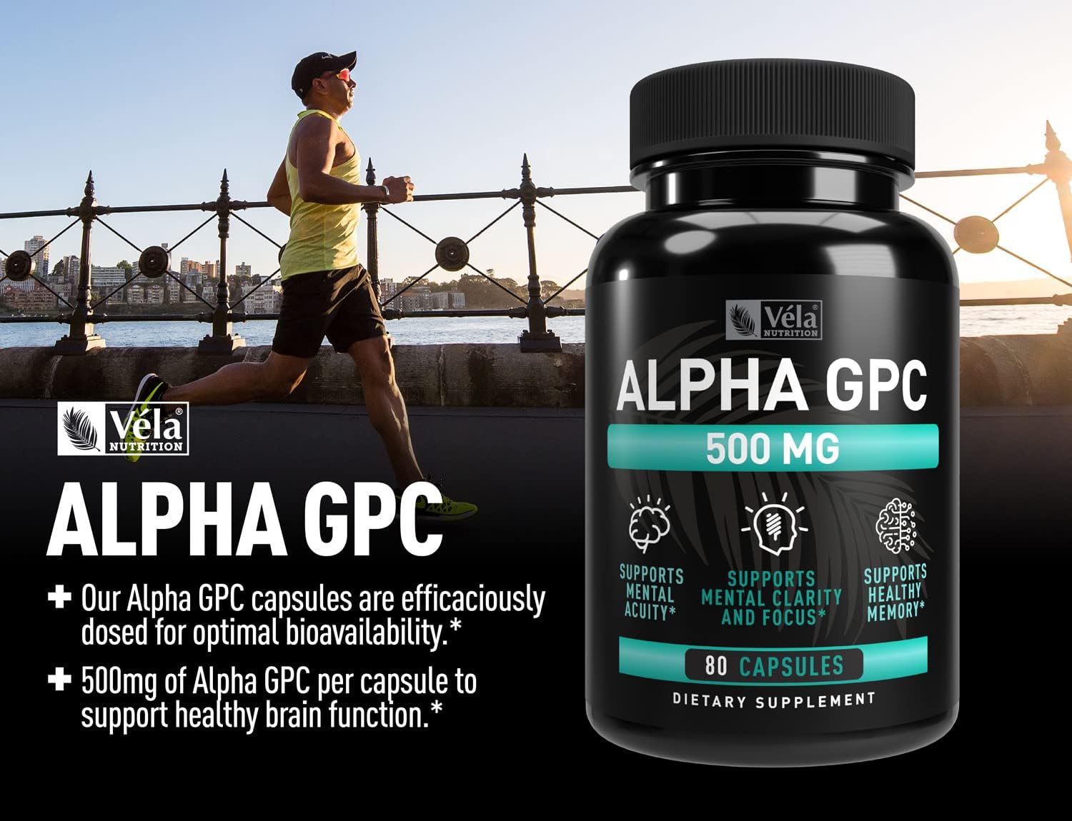 Alpha GPC 500mg Capsules | 80 Count | Supports Cognitive Function & Memory | Optimal Bioavailability | Non-GMO, Third-Party Tested