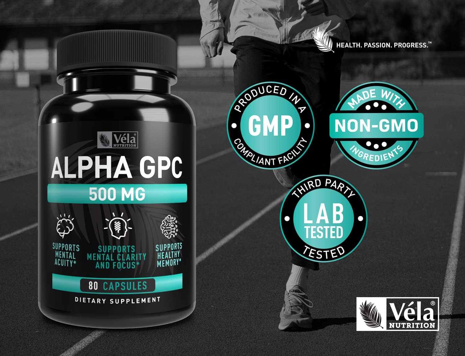 Alpha GPC 500mg Capsules | 80 Count | Supports Cognitive Function & Memory | Optimal Bioavailability | Non-GMO, Third-Party Tested